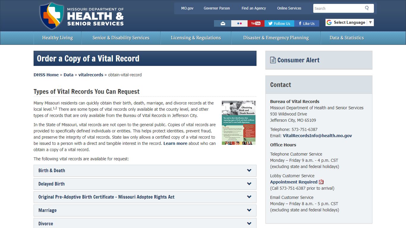 Order a Copy of a Vital Record | Vital Records | Health & Senior Services