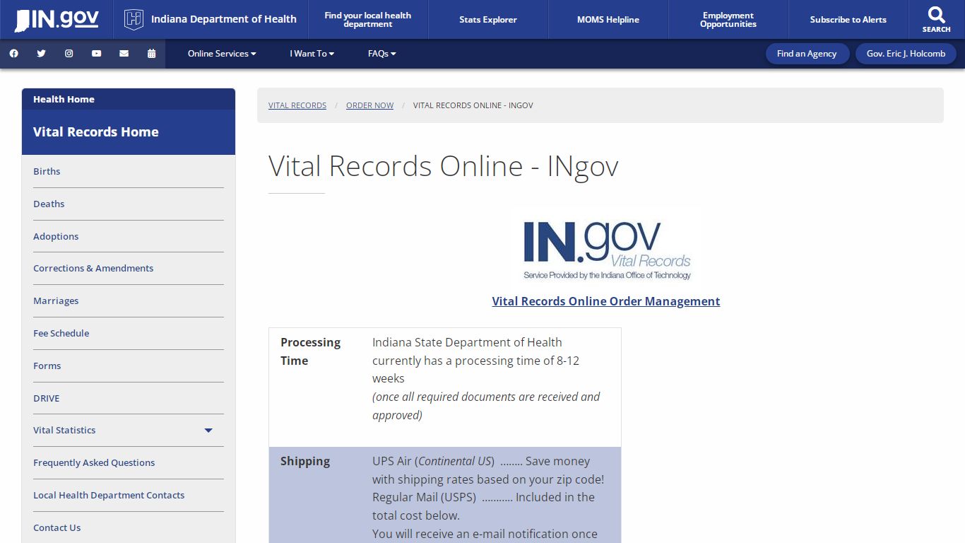 Health: Vital Records: Vital Records Online - INgov